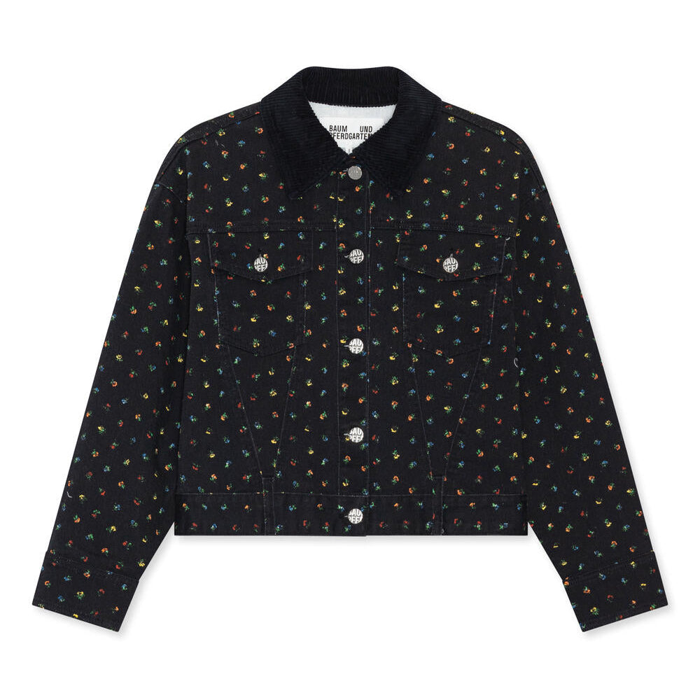 Bille denimjakke - Black Petite Flower